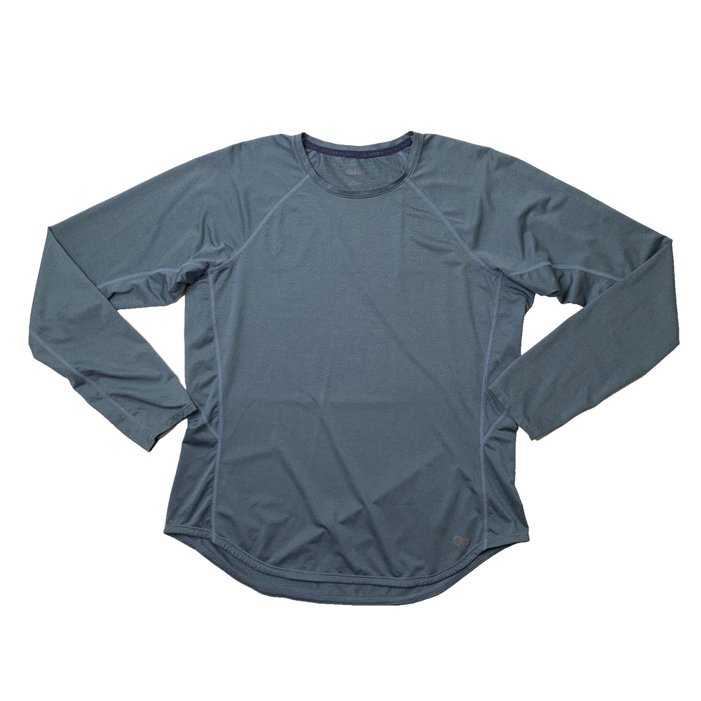 Outdoor Research Shirt Mens L Large Blue-Gray Echo Long Sleeve Drop Cut Active